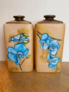 Bougeoirs en poterie, peints à la main